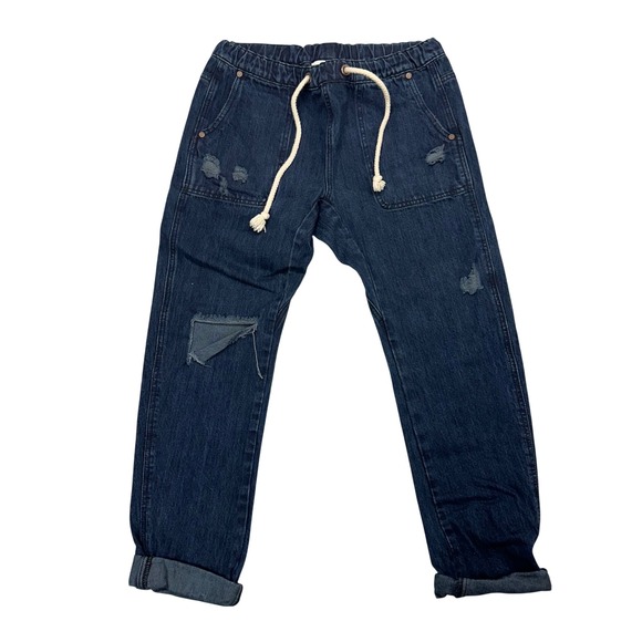 Oneteaspoon Denim - OneTeaspoon Womens Distressed Denim Joggers Dark Wash Recycled Cotton Small